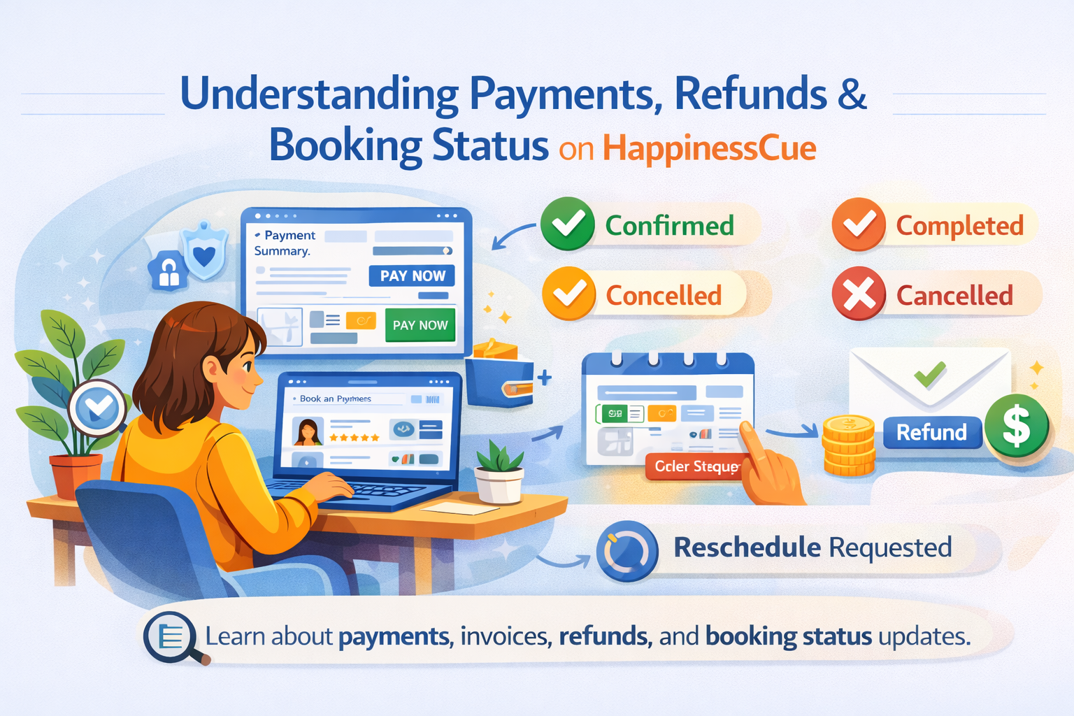 Understanding Payments, Refunds & Booking Status on HappinessCue