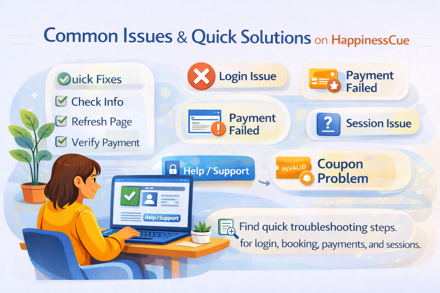 Common Issues & Quick Solutions on HappinessCue