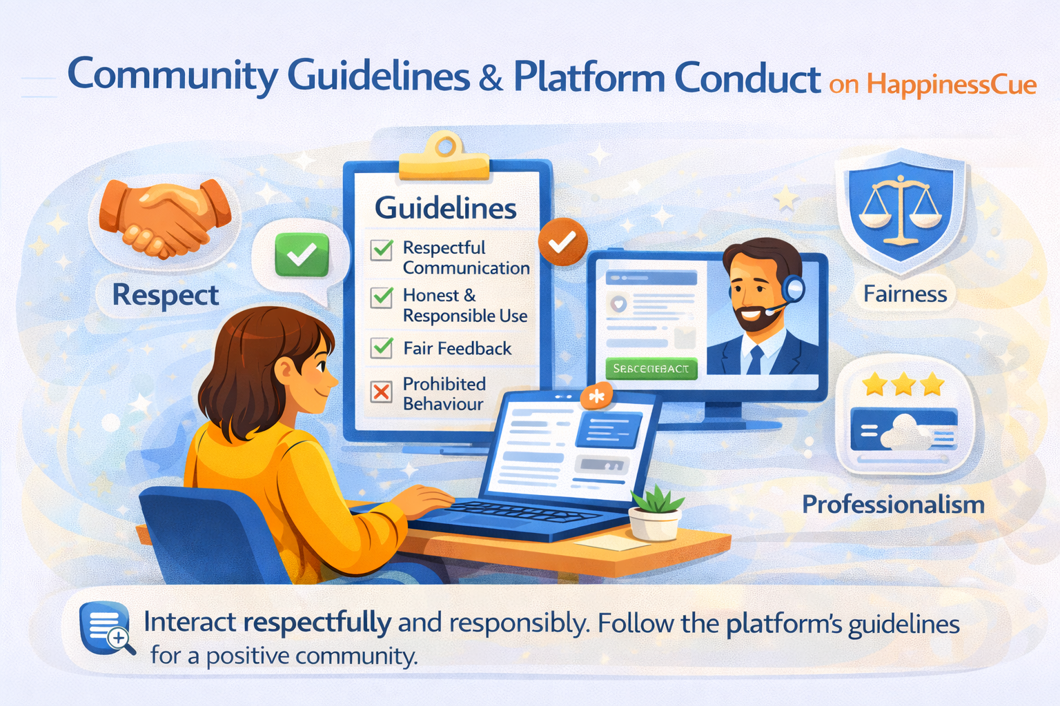 Community Guidelines & Platform Conduct on HappinessCue