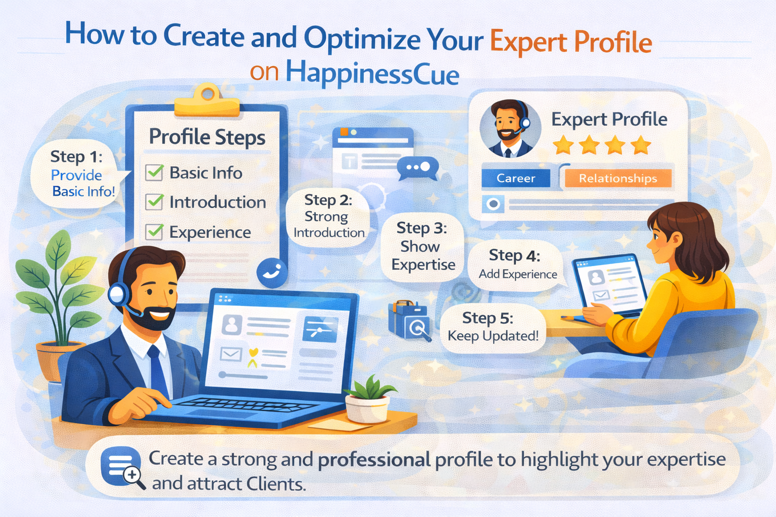 How to Create and Optimize Your Expert Profile on HappinessCue