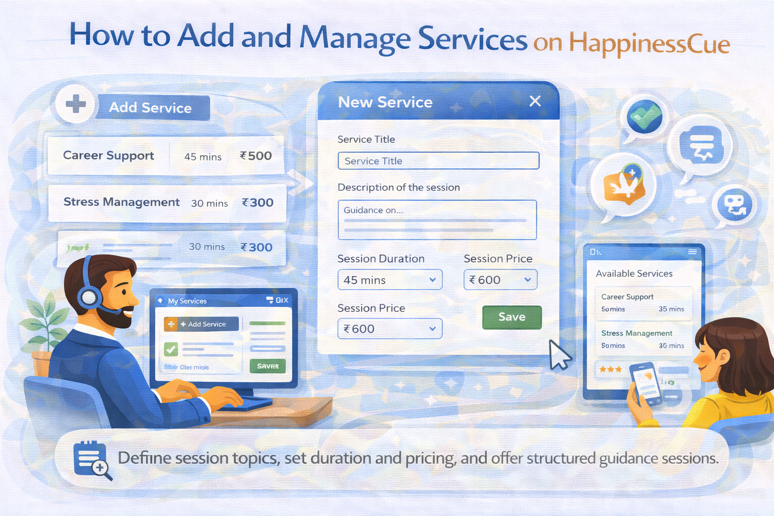 How to Add and Manage Services on HappinessCue
